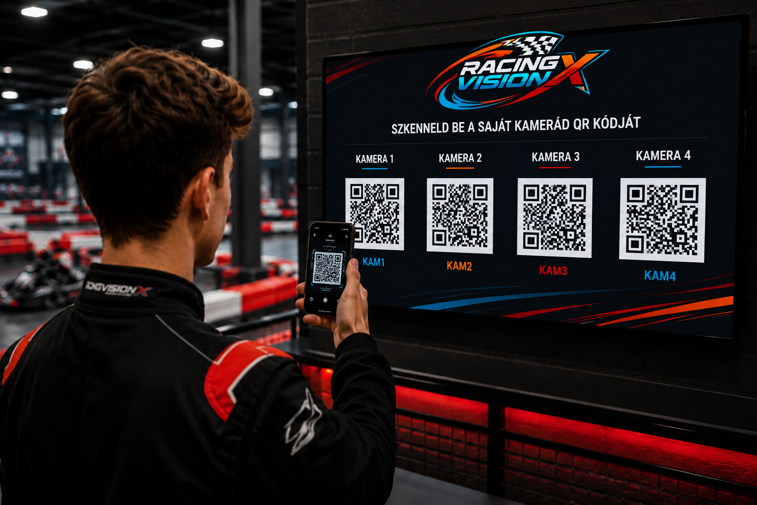 Versenyző QR-kódot olvas be a saját videójához